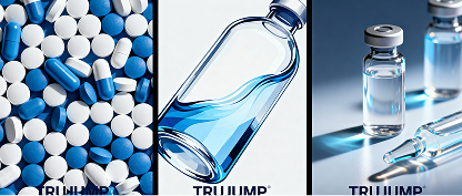 Pills, vials, and bottles split image